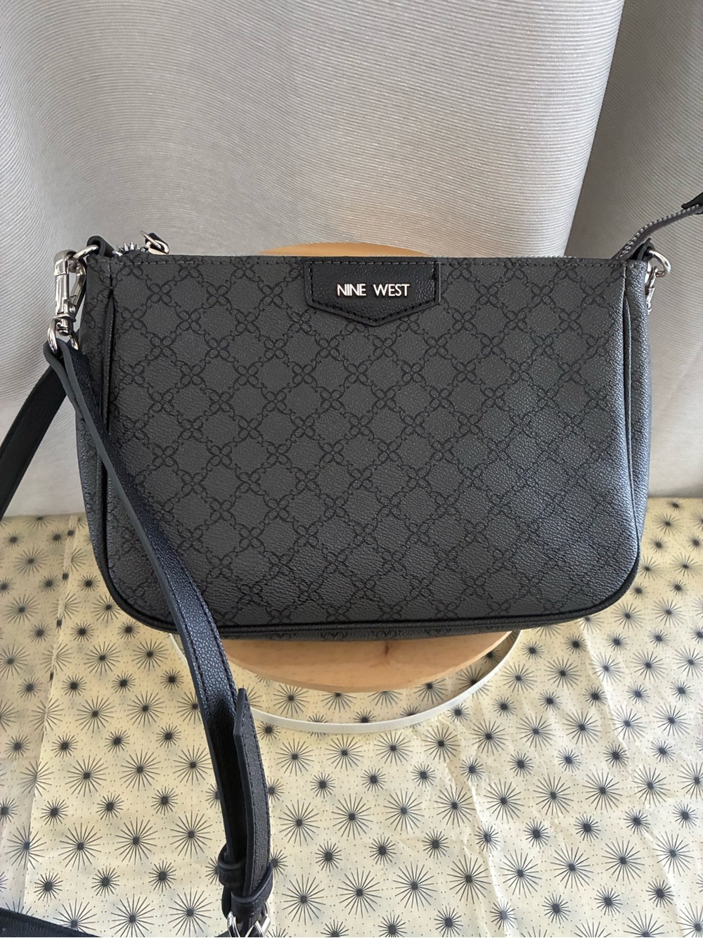 Nine West Black Monogram Crossbody Bag